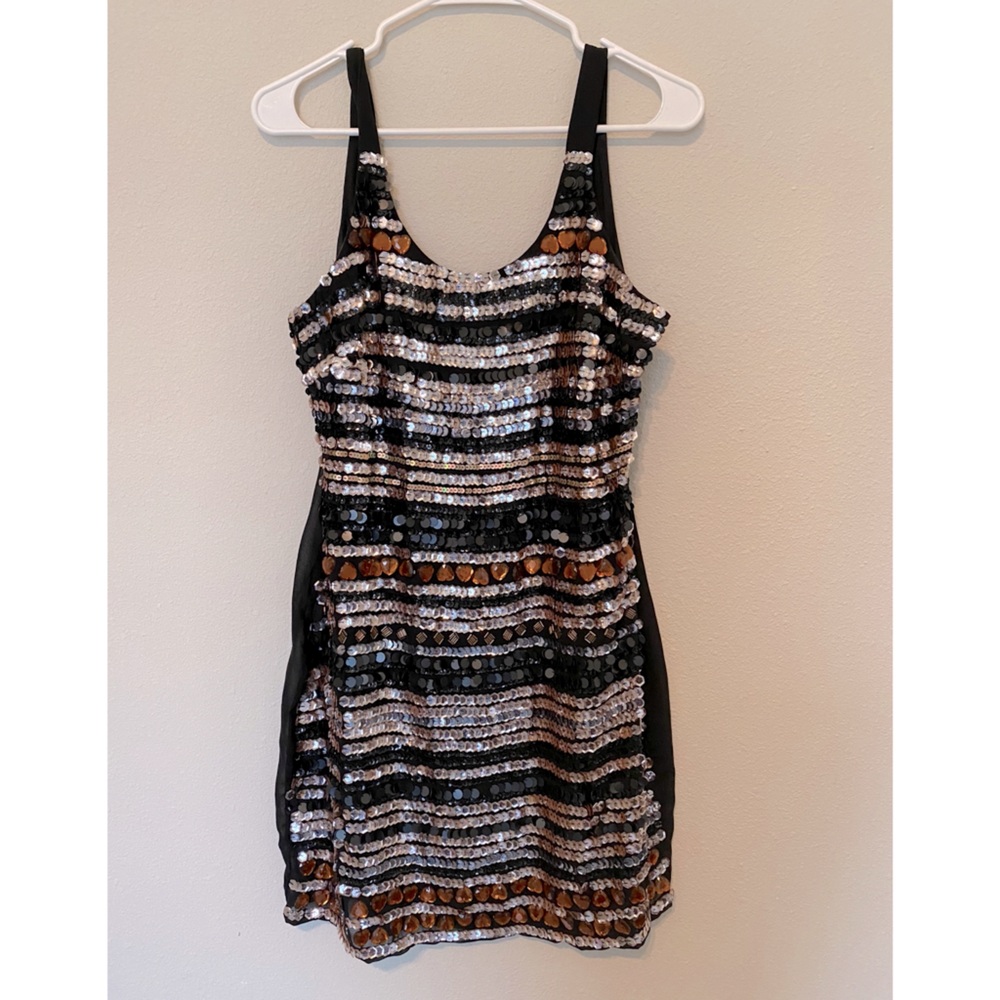 Sequin and Beaded Black Dress